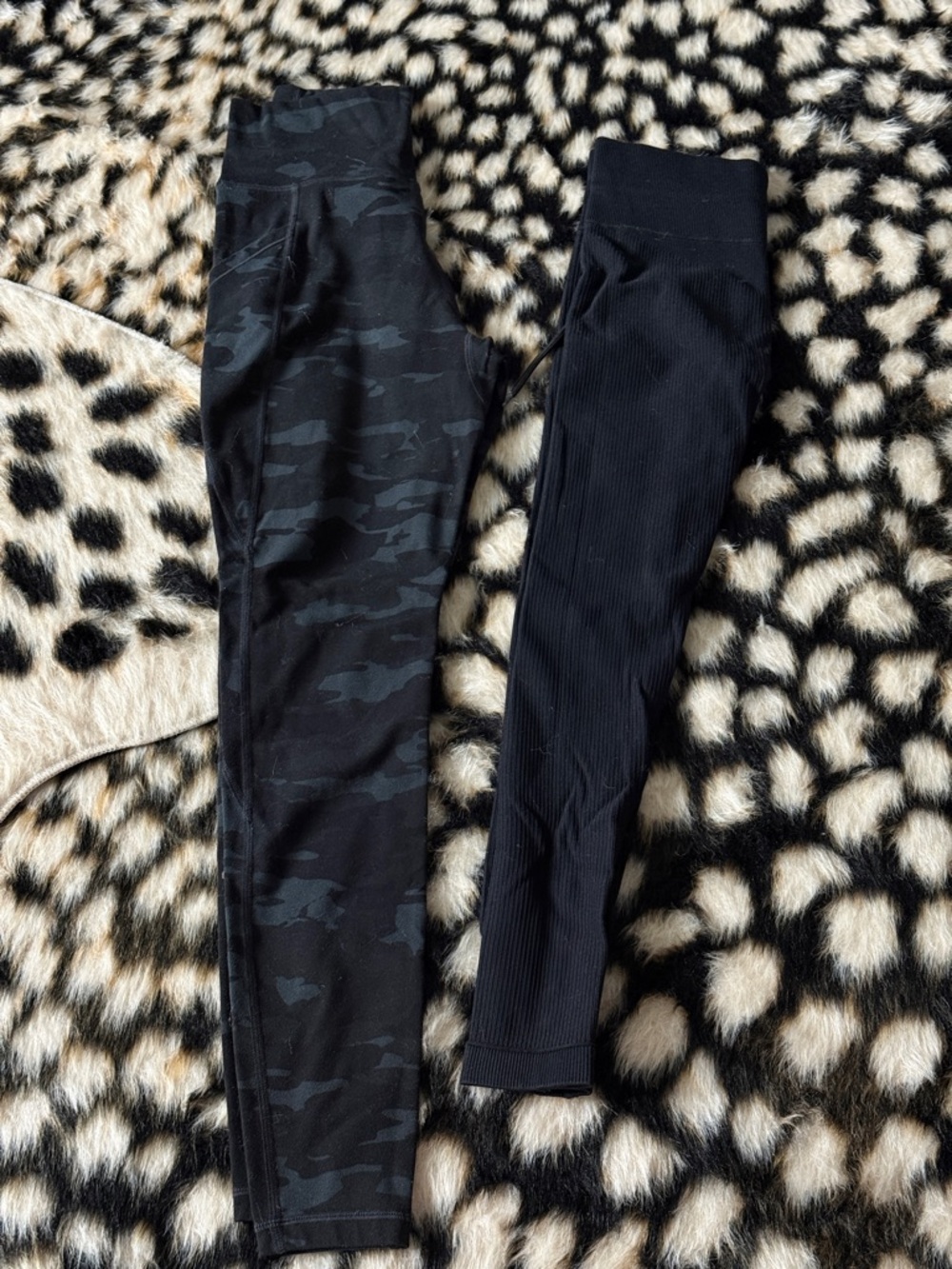 Alphalete Black Camo and Solid Black Performance Leggings